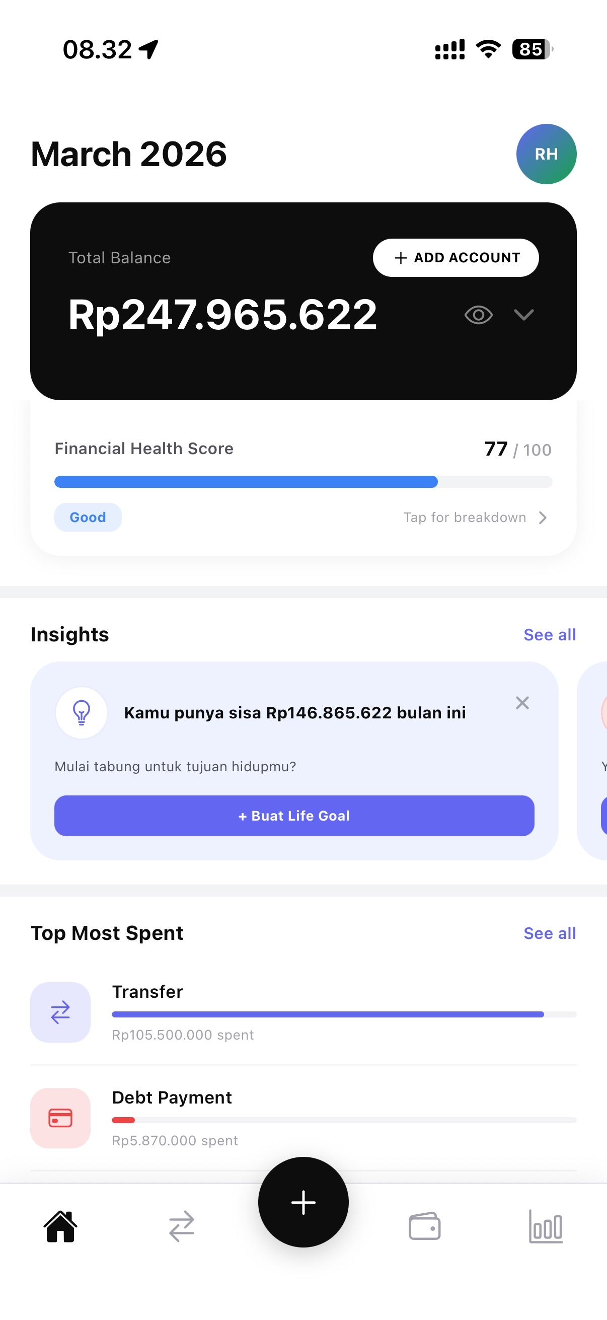 Cashlo Home Dashboard